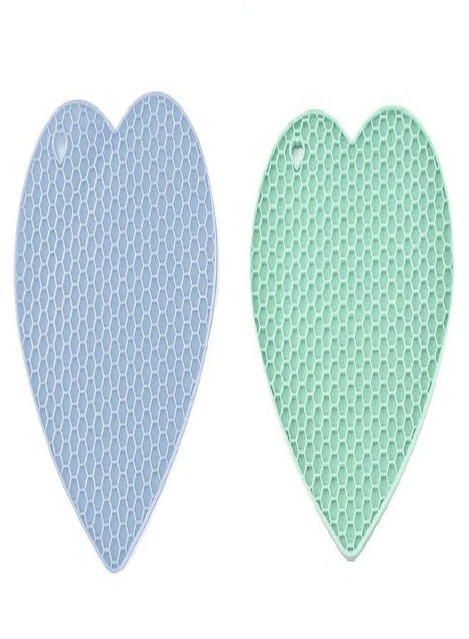 Ramkuwar Silicone Trivets Mats Hot Dishes and Hot Pots Holders for Countertops, Tables, Spoon Rest Heart Shape Kitchen Mats (Multi, Pack of 2) - Image 3